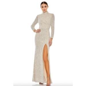 MacDuggal Lace Up Back Shimmering Sequin Gown Size 2